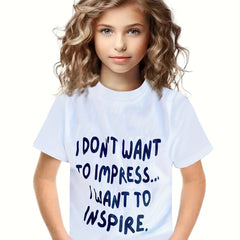 Graphic Crew Neck Short Sleeve T shirt Girls Casual Pullover Tops