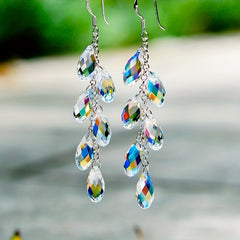 Colorful CZ Water Drop Hook Earrings For Girls