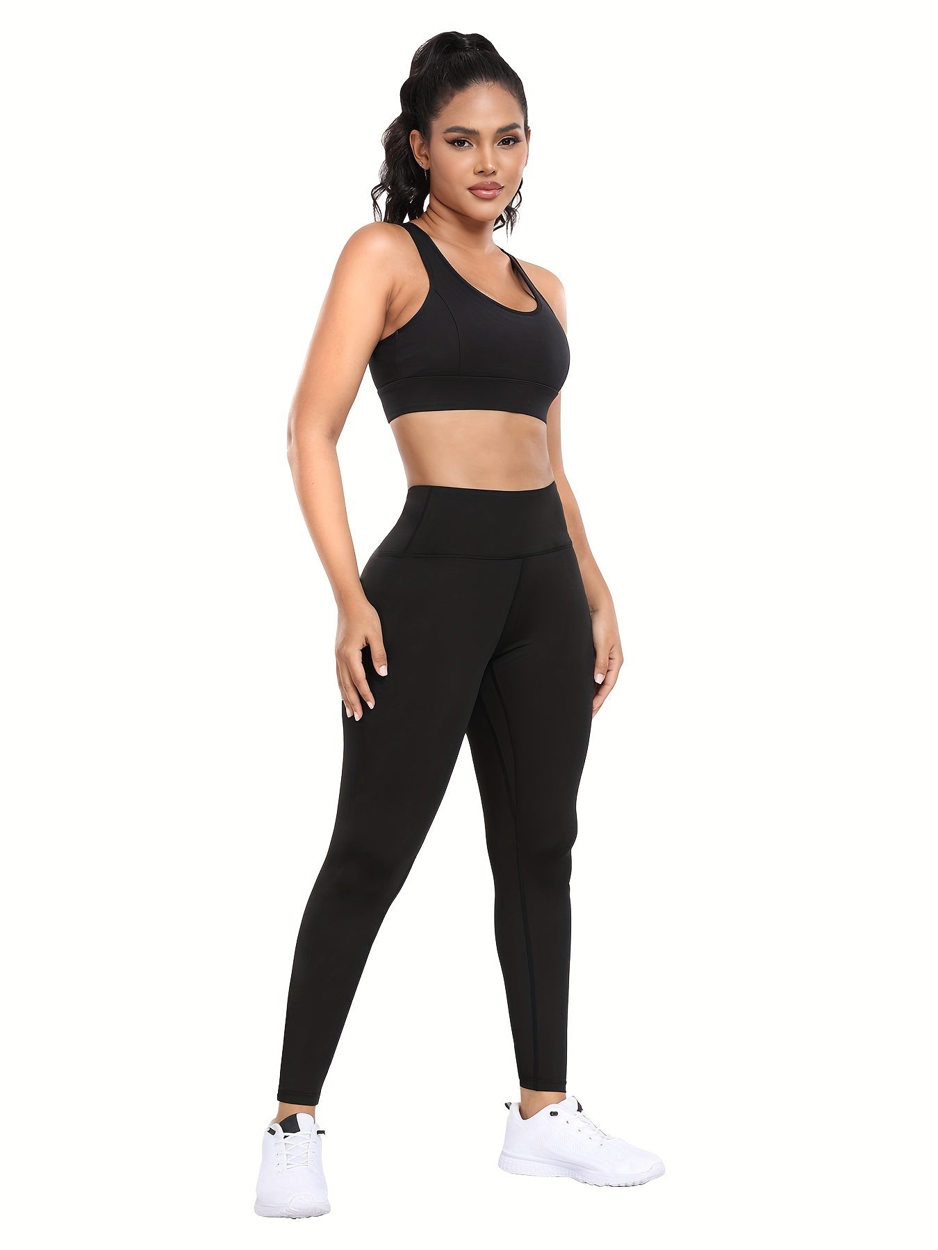 3pcs High Waist Yoga Leggings Fitness Pants, Comfortable Stretchy
