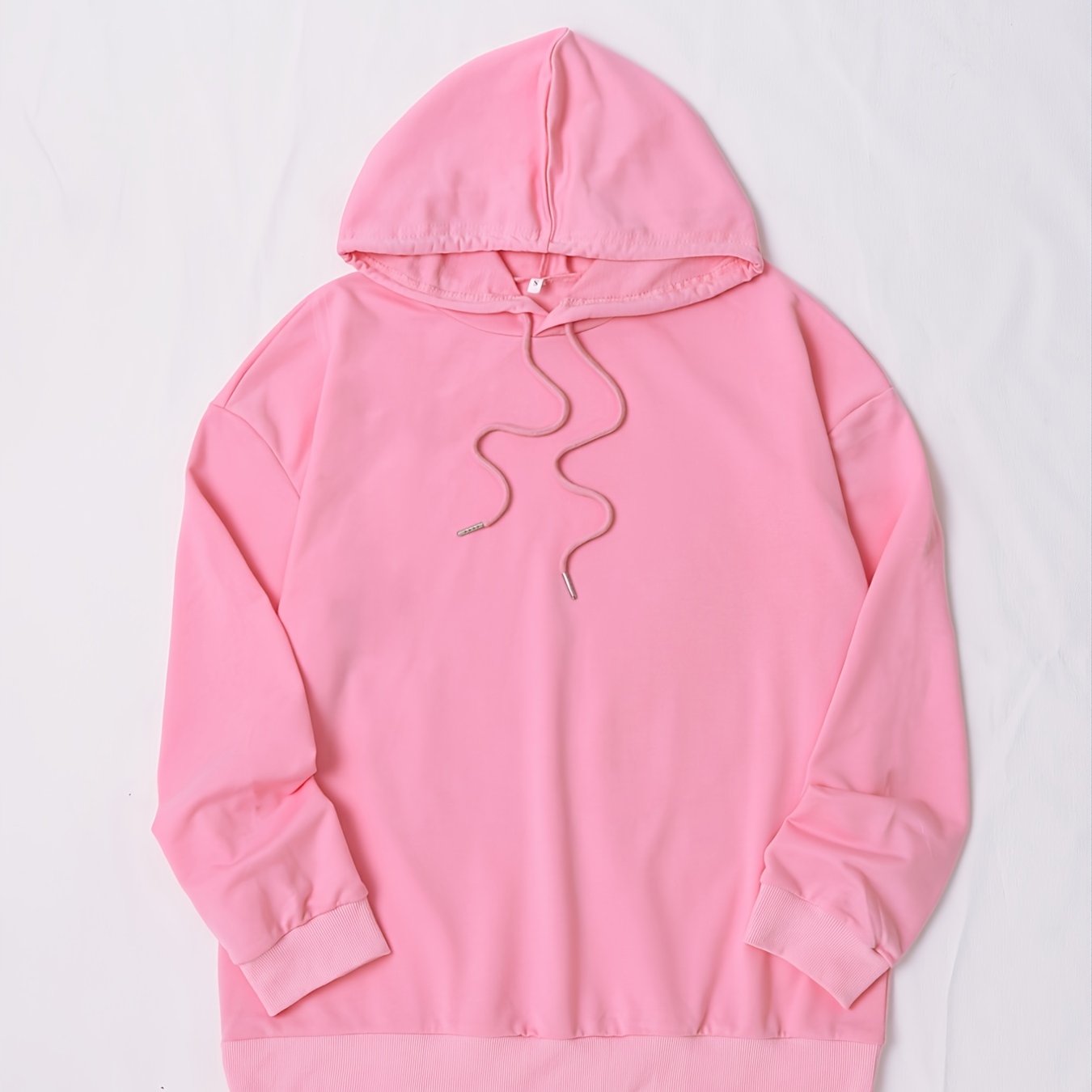 Women's Retro Solid Drawstring Hooded Loose Hoodie