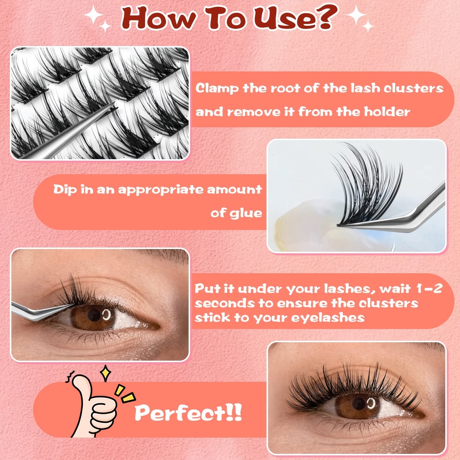 96pcs Wispy Lash Clusters DIY Eyelash Extensions C D Curling 8-16mm