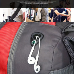 60L Large Capacity Hiking Backpack Waterproof Sports Bag with Headphone Hole