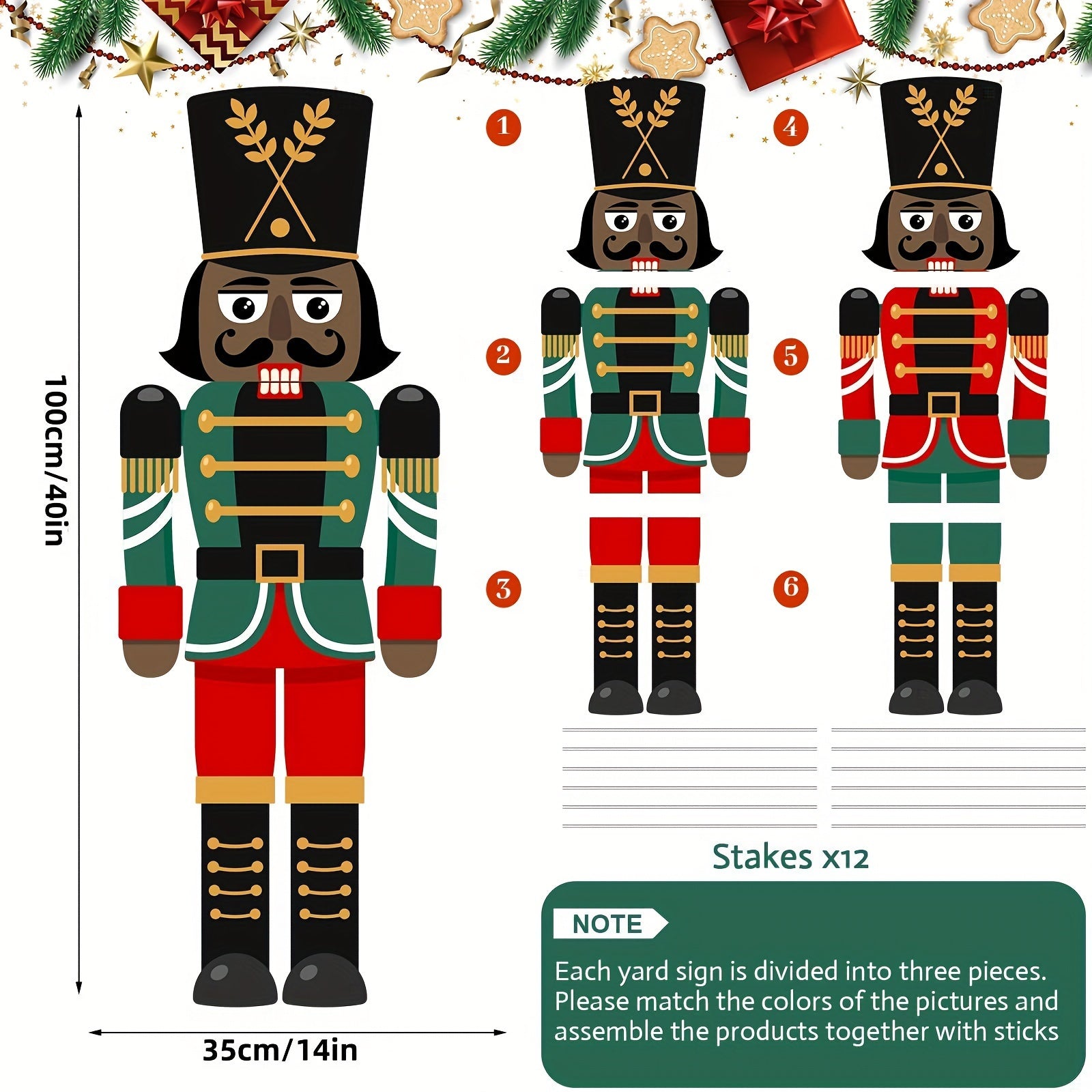 2pcs African American Nutcracker Yard Sign Christmas Outdoor Decor