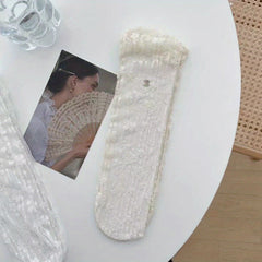 Floral Pattern Mesh Socks Semi Sheer Mid Tube Stockings