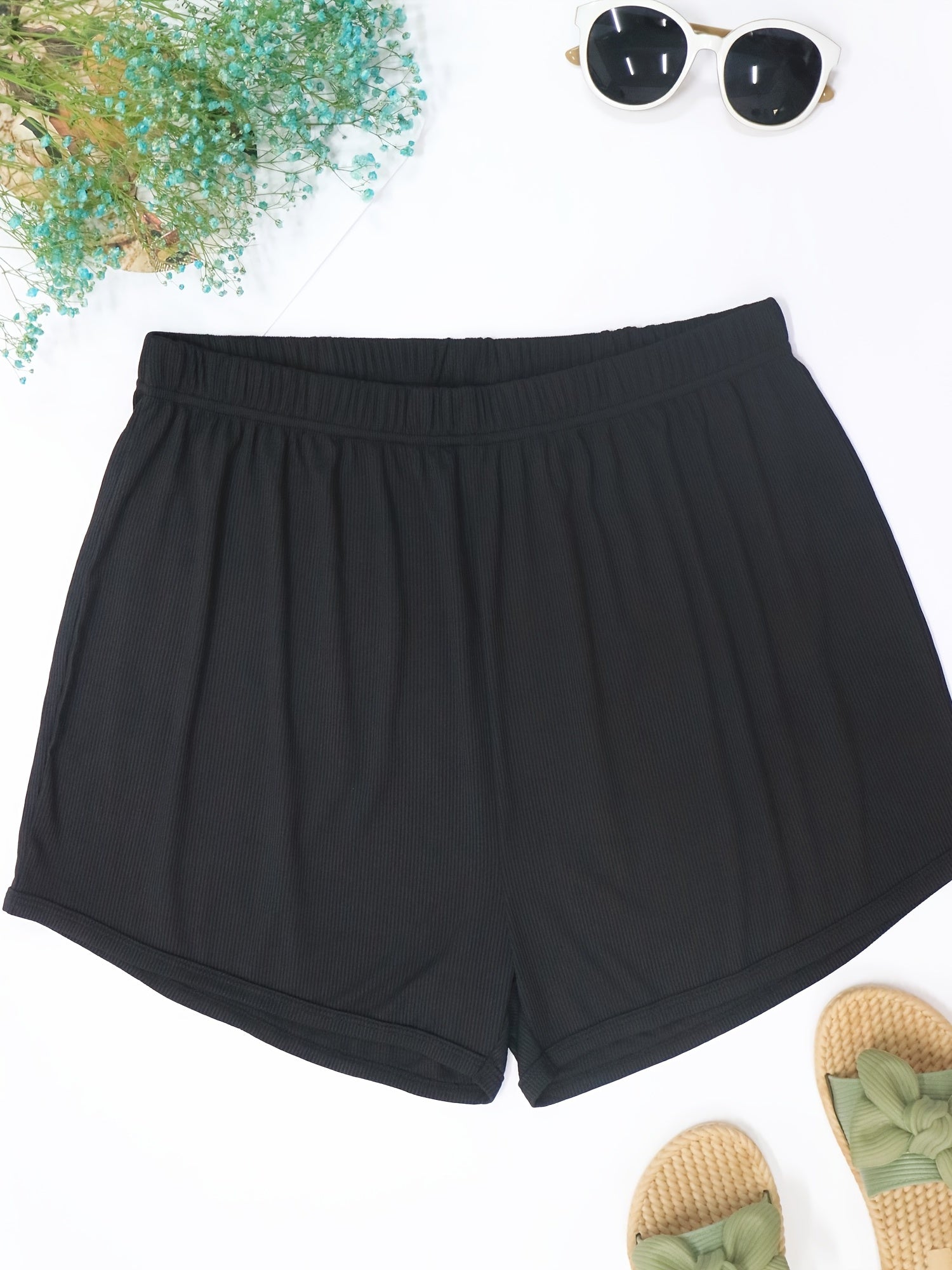Tie Dye Print High Rise Shorts Women's Plus Slight Stretch Loose Fit