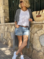 Striped Long Sleeve Cardigan