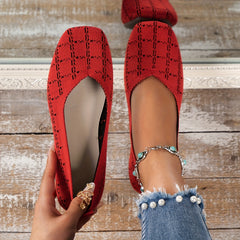 Women's Breathable Knit Slip On Flat Shoes Low Top Lightweight Shoes
