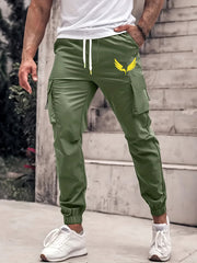 Eagle Pattern Cargo Pants Men's Flap Pocket Trousers