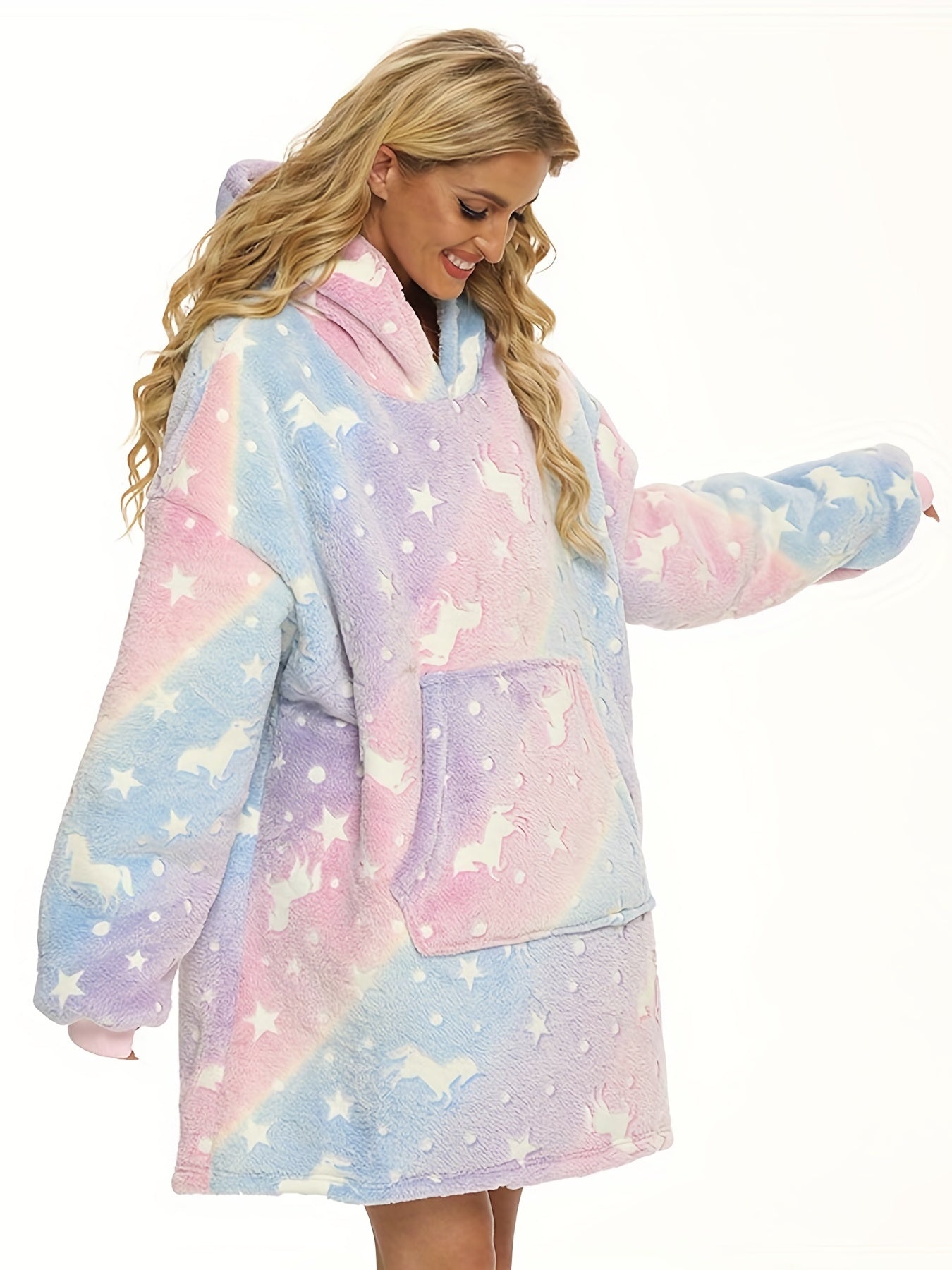 Cozy Star Print Hooded Lounge Top