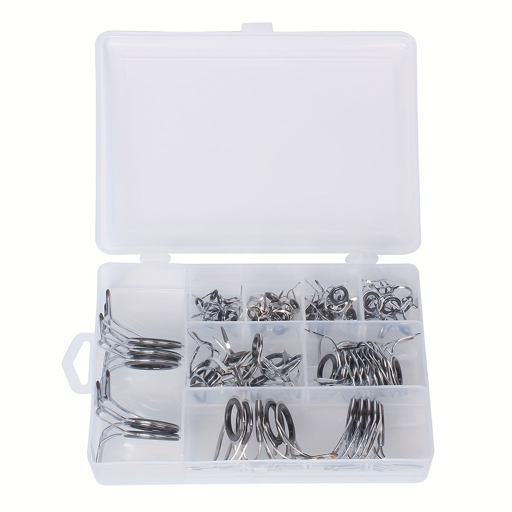 75pcs Stainless Steel Frame Ceramic Ring Fishing Rod Tip Repair Kit