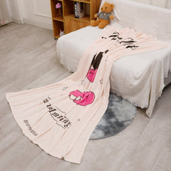 Warm Thank You Printed Flannel Blanket for Sofa Office Bed Camping & Travel