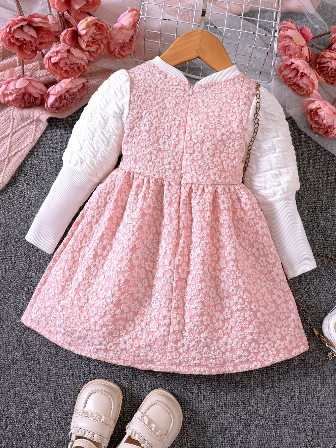 Grace Girls Bowknot Front Bubble Embossed Princess Dress
