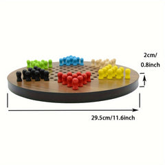 Wooden Round Jumping Chess Board Game Toy Solid Six Chess Puzzle