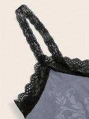 Gothic Cross Print Lace Cami Top Sleeveless Grunge Summer Top