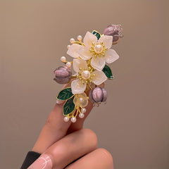 1pc Everything Goes Well Faux Pearl Hair Clip Women's Flower Spring Clip