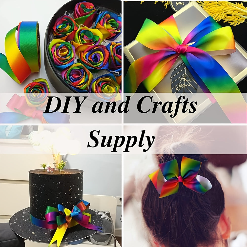 3 Meters Double Sided Rainbow Satin Ribbons for Crafts & Decor