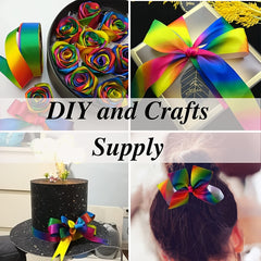 3 Meters Double Sided Rainbow Satin Ribbons for Crafts & Decor