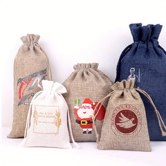 Christmas Burlap Bags Drawstring Candy Packaging Bags