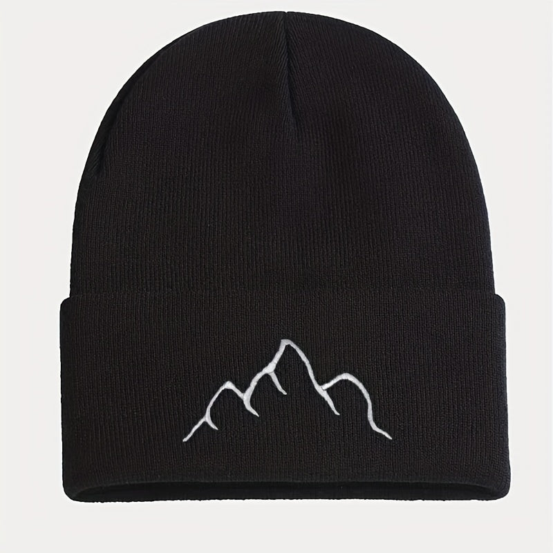 Mountain Embroidery Knit Hat Beanie for Men and Women