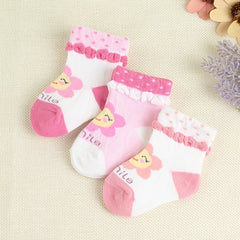 6 Pairs Baby Girls Lace Crew Socks Jacquard Infant Newborn Socks
