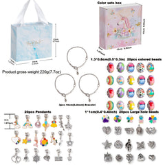 63pcs Jewelry Bracelet Making Kit Beads Charms Necklace DIY Craft