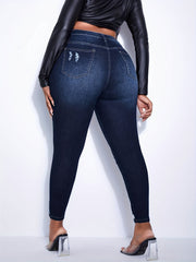 Retro Jeans Women's Plus Ripped Skinny Stretch Washed Jeans