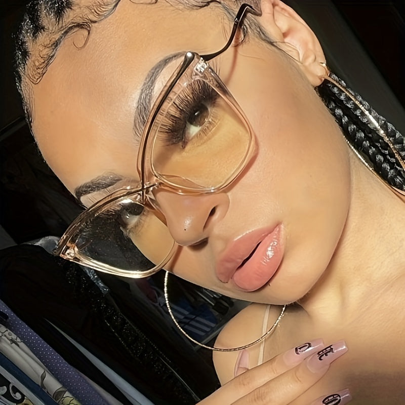 Oversized Clear Lens Glasses For Women Men Cat Eye Eyeglasses