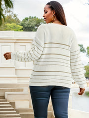 Casual Stripe Print V Neck Sweater