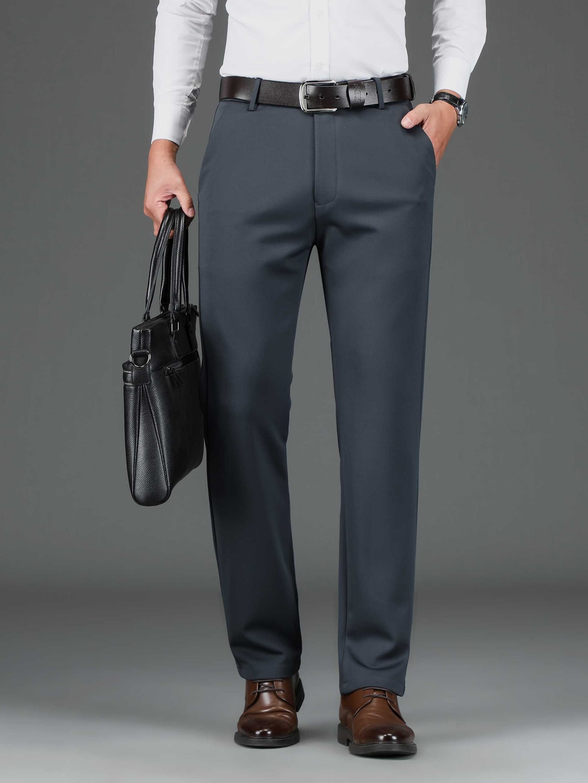 Men's Formal Solid Stretch Dress Pants for Business
