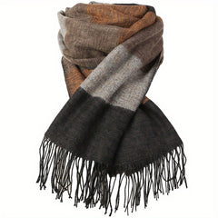 Fringed Striped Shawl Wrap Warm Scarf for Women