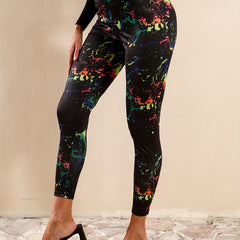 Splash Print Tight Yoga Workout Pants Stretch Running Fitness Sports Leggings