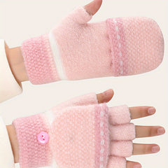 Half Finger Knitted Gloves For Boys And Girls Winter Warm Keeping Gloves