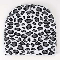 Leopard Jacquard Beanie Y2K Unisex Warm Hat Hip Hop Ski Hats Vintage Beanies