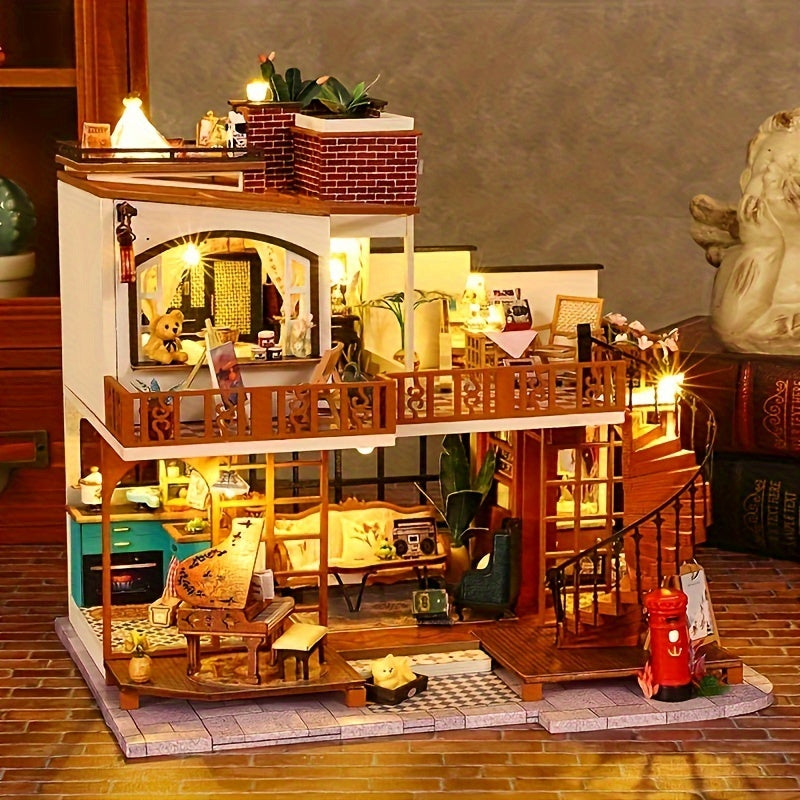 DIY Cabin Art House Toy Three-dimensional Bookends Christmas Gift