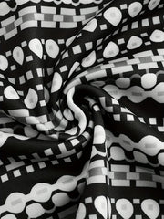 Colorblock Geometric Print Round Neck Dress