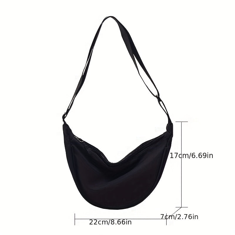 Versatile Nylon Shoulder Bag Zipper Hobo Lightweight Crossbody Bag