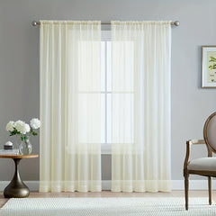 2 Panels Chiffon Sheer Curtains for Bedroom & Living Room
