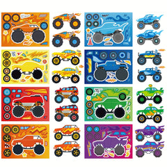 8pcs Engineering Vehicle Puzzle Stickers Youngsters's Toy Stickers