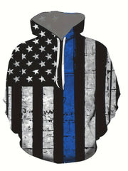 American Flag Print Hoodie Men's Casual Graphic Hooded Sweatshirt