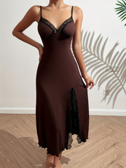 Comfy V-Neck Lace Trim Nightdress for Women