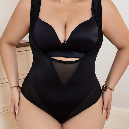 Sexy Plus Size Mesh Tummy Control Shapewear Bodysuit