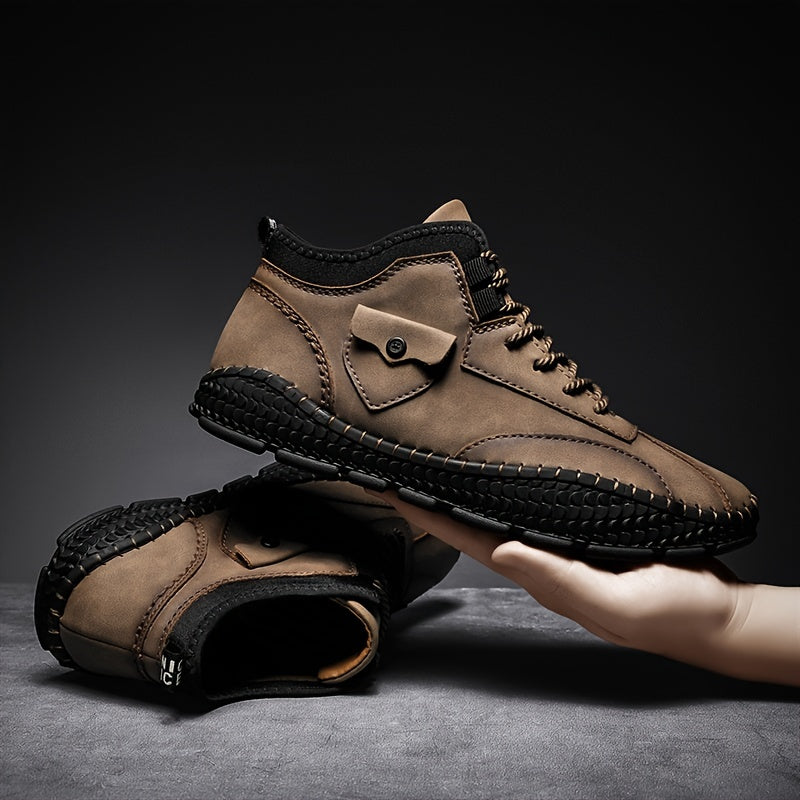 Men Stitch Pointed Leather Boots Formal Dress Shoes For Party Office Wedding
