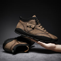 Men Stitch Pointed Leather Boots Formal Dress Shoes For Party Office Wedding