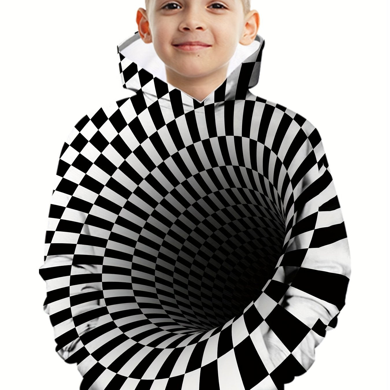 Checkerboard Pattern Kid's Hoodie for Spring Fall