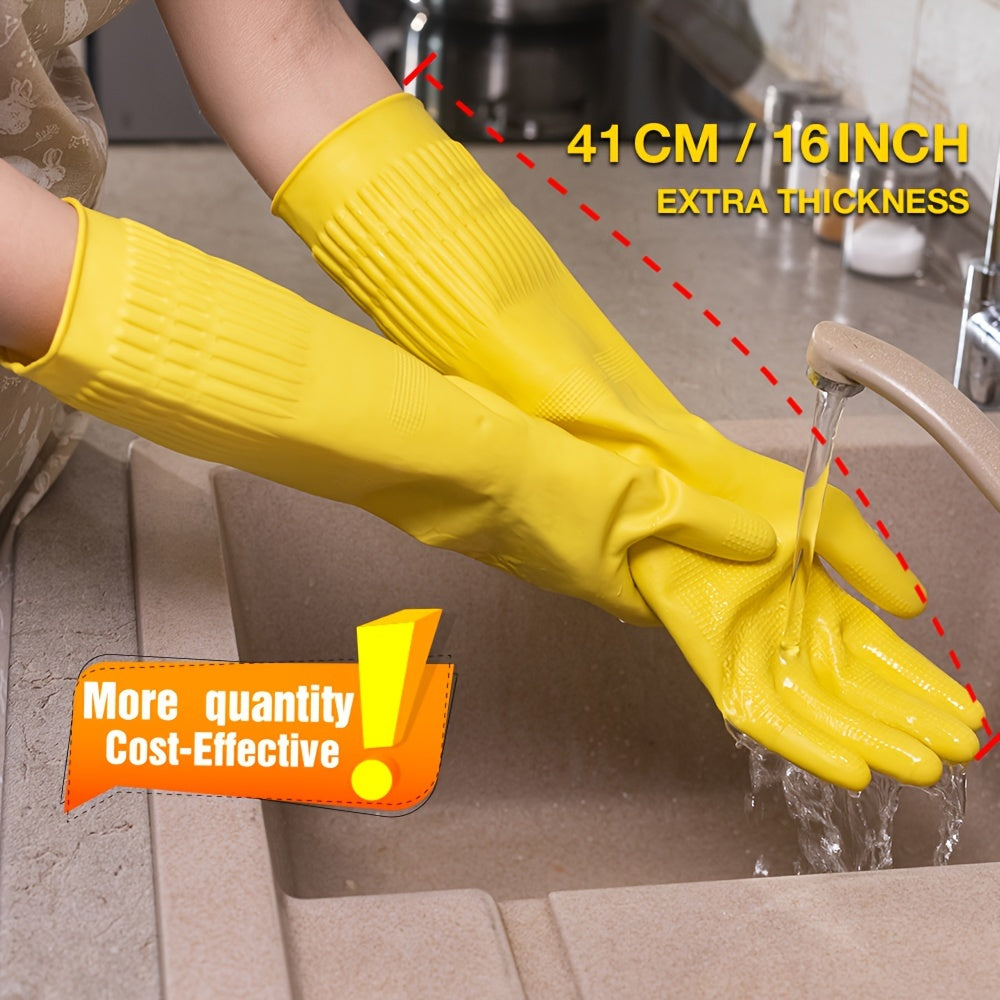 4pairs Kitchen Rubber Cleaning Gloves Non Slip Waterproof