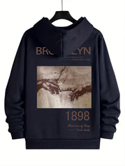 Graphic Print Kangaroo Pocket Hoodie Long Sleeve Hoodies