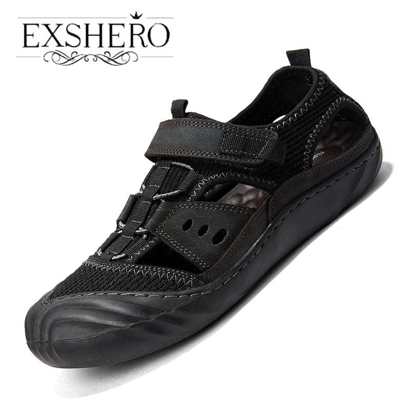 Men's Leather Non-slip Sandals Quick Dry Beach Shoes