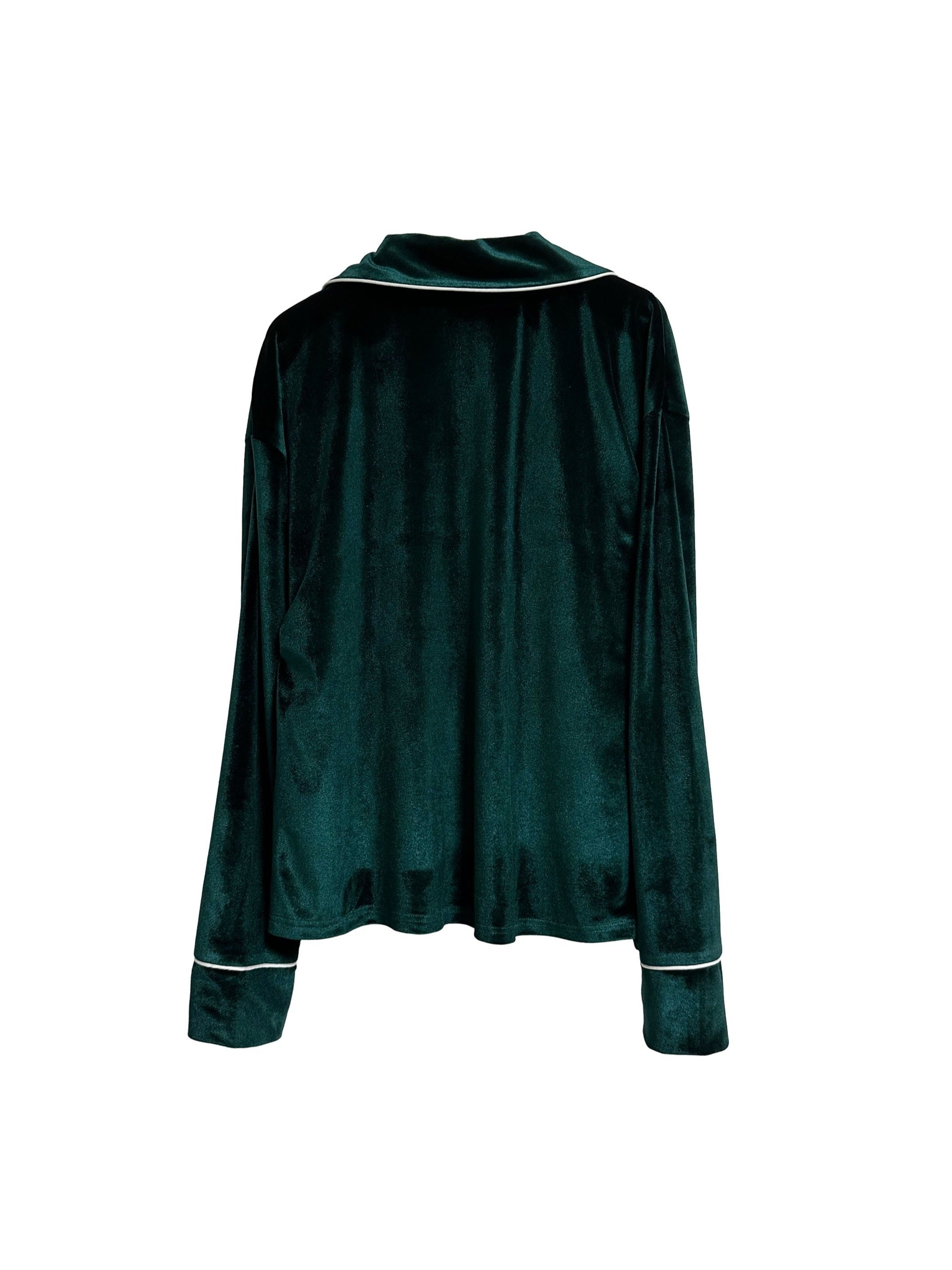 Velvet Shirt & Pants Lounge Set Long Sleeve Button Up Pajamas