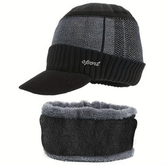 Winter Fishing Hat & Neck Gaiter Set Warm Knitted Hat With Velvet