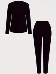 Vintage Graphic Print T shirt & Solid Leggings Set